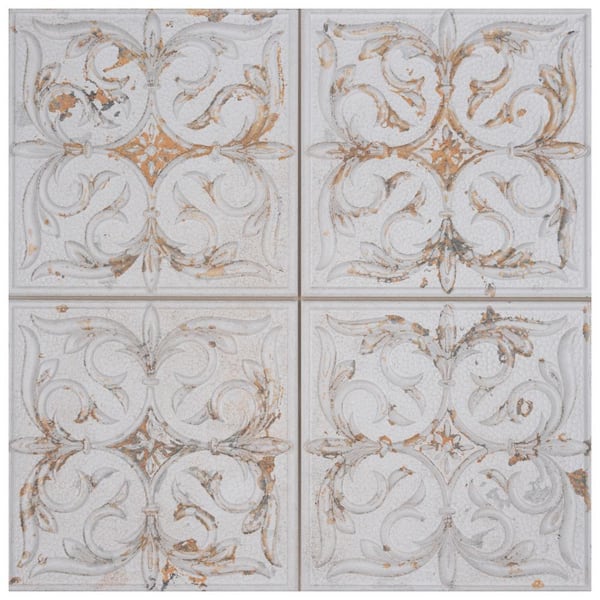Merola Tile Antigua Lis White 13 in. x 13 in. Porcelain Wall Tile (10.62 sq. ft./Case)