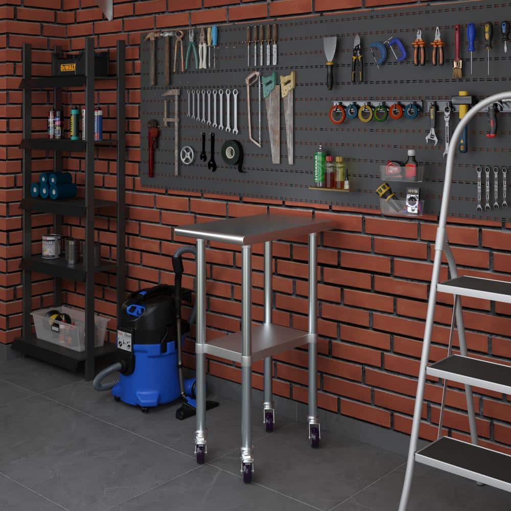 15" x 24" Stainless Steel Utility Work Table with Casters