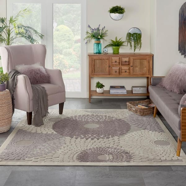 Graphic Illusions Grey 7 ft. x 7 ft. Geometric Contemporary Square Area Rug