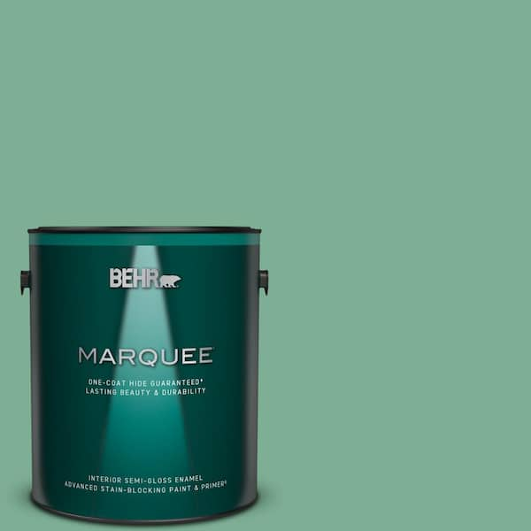 BEHR MARQUEE 1 gal. #MQ6-12 Nature Green One-Coat Hide Semi-Gloss Enamel Interior Paint & Primer