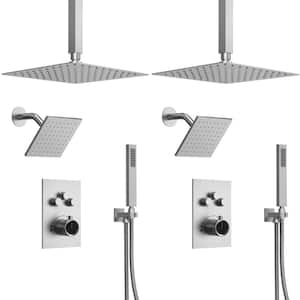 MultiplePress Single Handle 7-Spray Tub and Shower Faucet 2.5 GPM in Brushed Nickel Valve Included (2-pack)