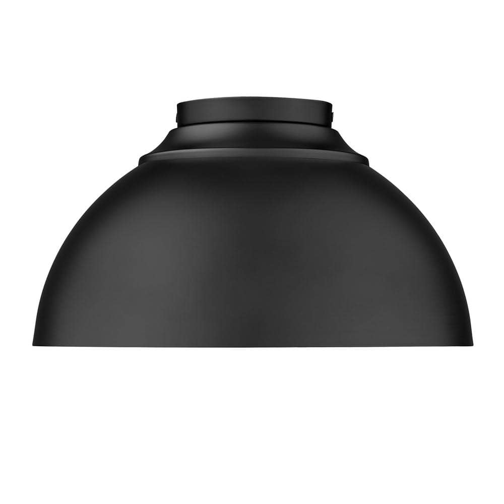 Zoey Matte Black Glass Bowl Flush Mount Light, 13.75"