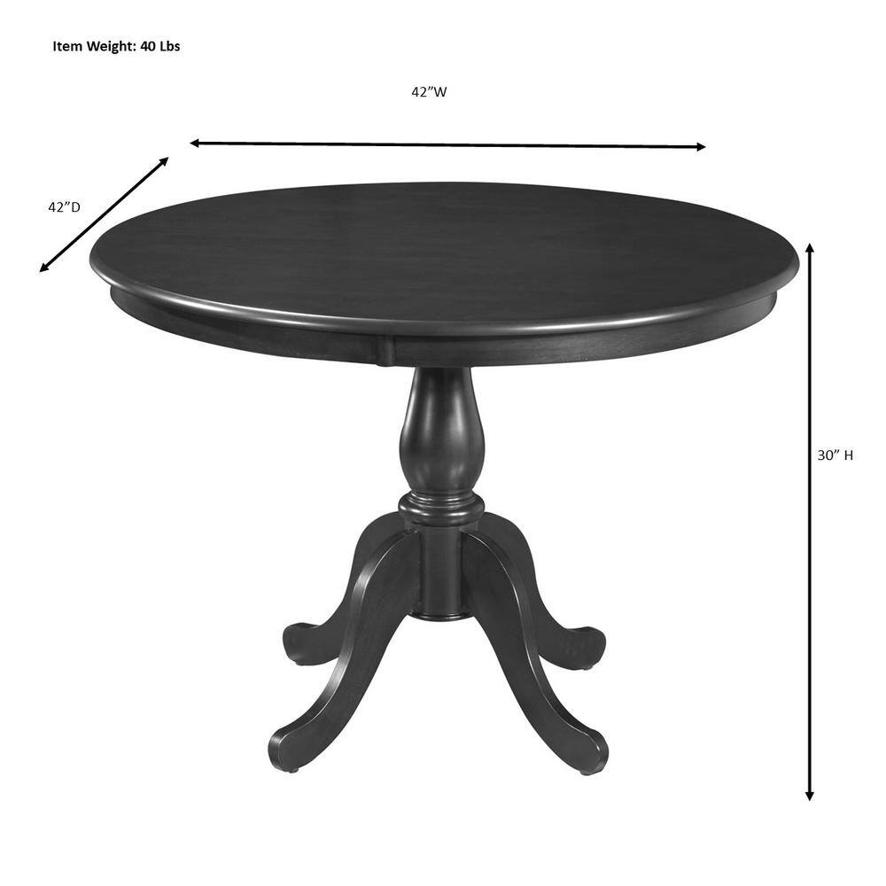 Fairview Antique Black 42" Round Pedestal Wood Dining Table