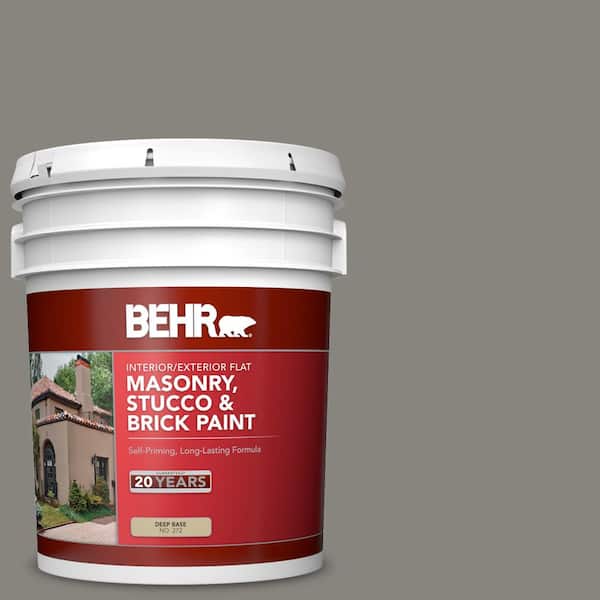 5 gal. #PPU24-07 Barnwood Gray Flat Masonry, Stucco and Brick Interior/Exterior Paint