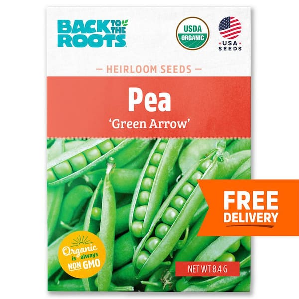 Back to the Roots Organic Pea Green Arrow Heirloom Vegetable Seeds