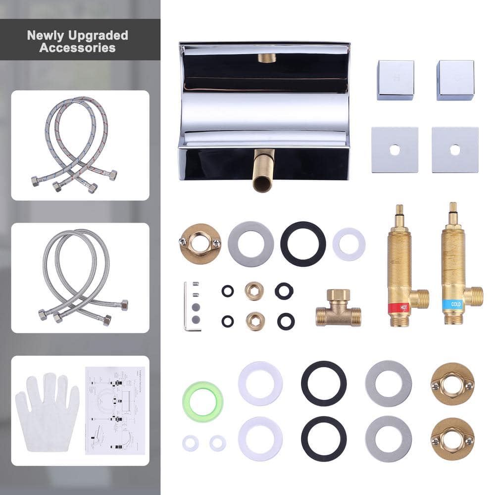 Chrome Double Handle Low Arc Roman Tub Faucet