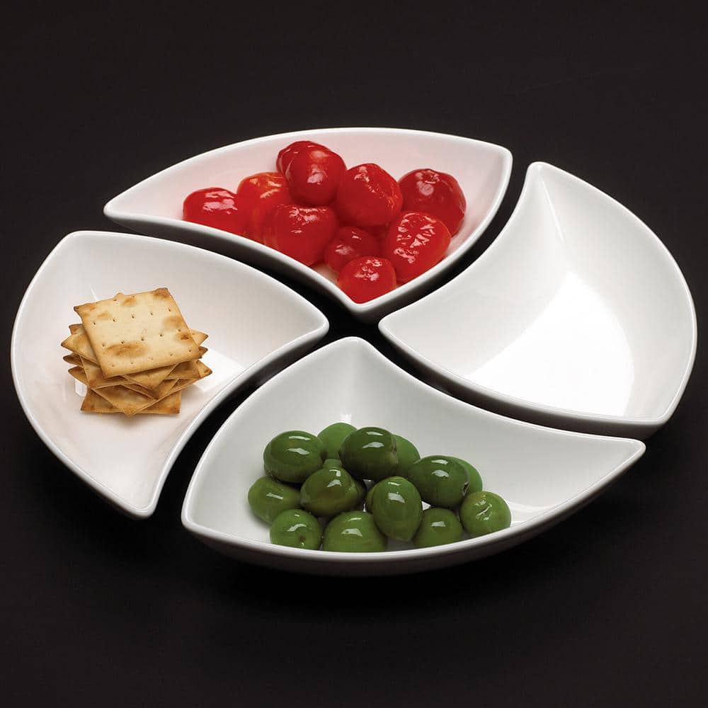 New Wave White Porcelain Appetizer Plates Set of 4