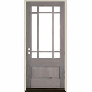 36 in. x 80 in. Contemporary RH 3/4 Lite Clear Glass Grey Stain Douglas Fir Prehung Front Door