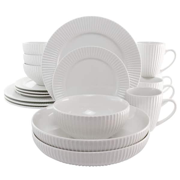 Elama Elle 18-Piece White Porcelain Dinnerware Set (Service for 4)