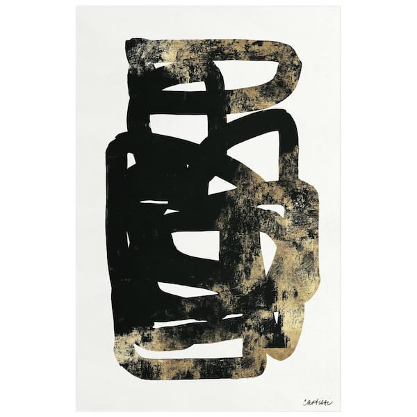 Empire Art Direct Black 5 ft. x 8 ft. Sleek Shapes I Washable Abstract Art Area Rug