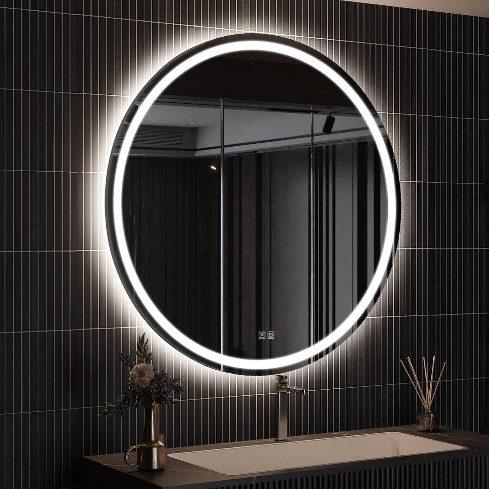 48 in. W x 48 in. H Round Frameless LED Light with 3-Color and Anti-Fog Wall Mounted Bathroom Vanity Mirror price history on PriceWatchPro