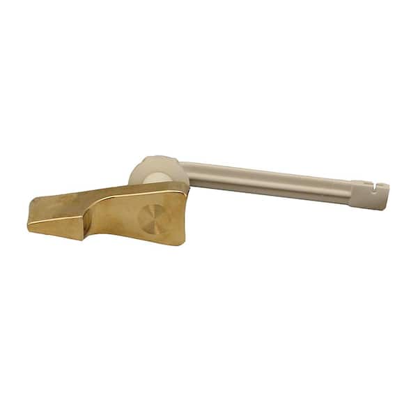 JONES STEPHENS Toilet Tank Lever for American Standard Front Left Mount with 4 in. Plastic Arm in Polished Brass