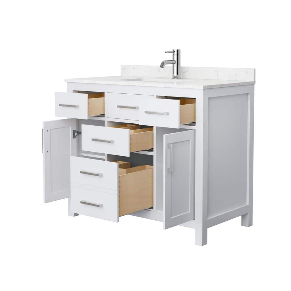 Beckett 42" White Wood Single Bathroom Vanity with Marble Top