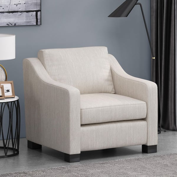 Damier Contemporary Beige Fabric Upholstered Club Chair
