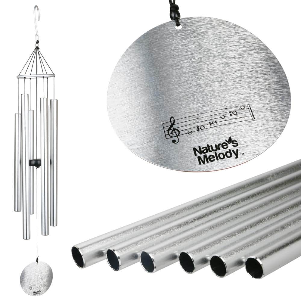 Nature's Melody 36" Silver Aluminum Outdoor Wind Chimes