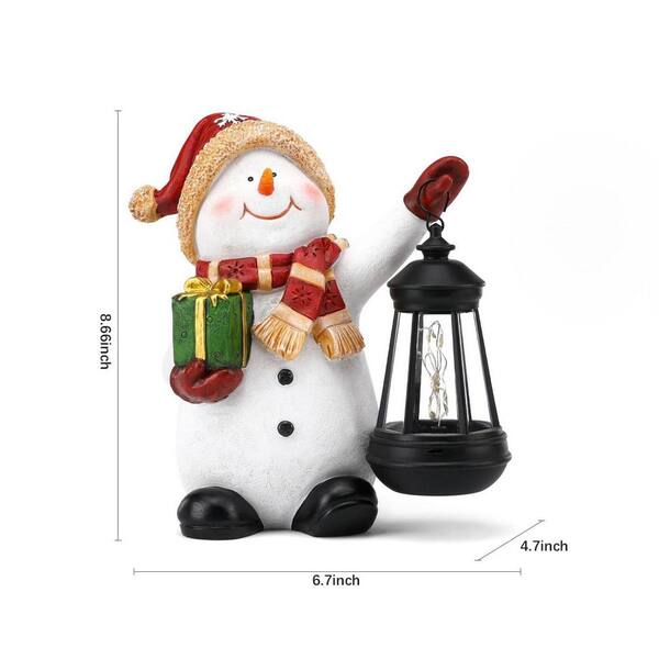 7 in. x 9 in. Resin Multi-Colored Solar Christmas Snowman Garden