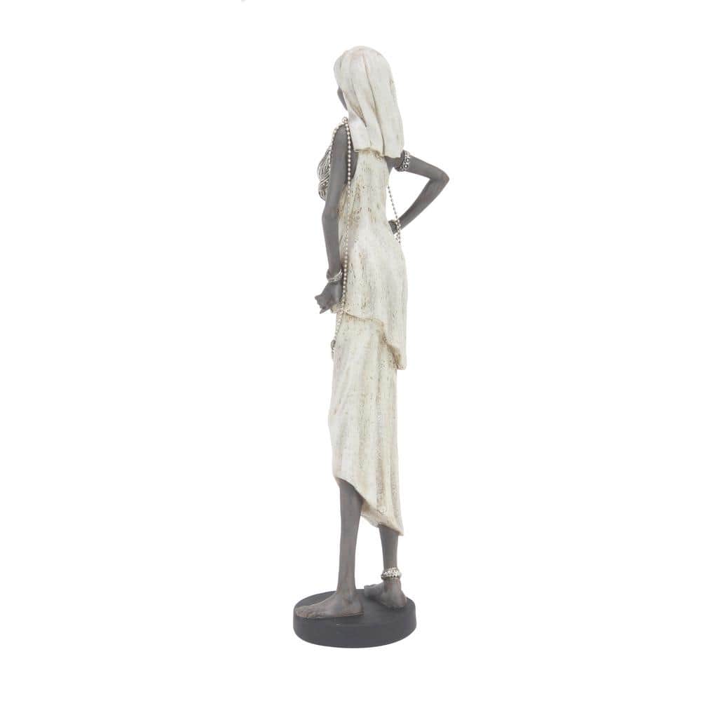 Elegant Trio of Polystone African Woman Sculptures in White