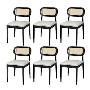 Laurente Black Modern Ratten Dining Chair with Removable Cushion (Set of 6)