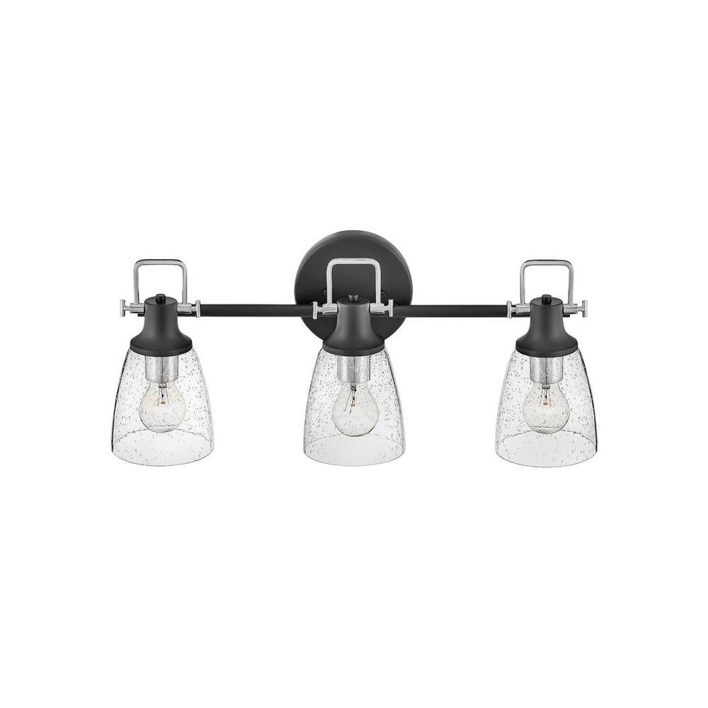 Easton Black and Chrome 3-Light Dimmable Vanity Light