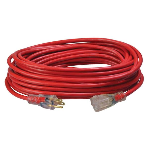 50 ft. 14/3 SJTW Outdoor Medium-Duty Extension Cord, Red