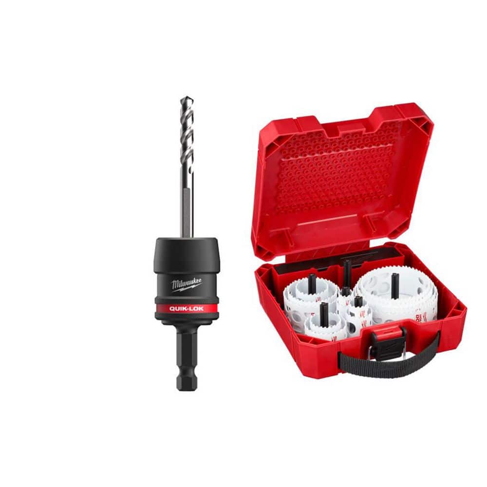 MILWAUKEE (5 piece) 3/8 in. QUIK-LOK Hole Saw Arbor Set w/ Four Adapters and General Purpose Bi-Metal Hole Saw Set (20-Piece) (49-56-7545-)