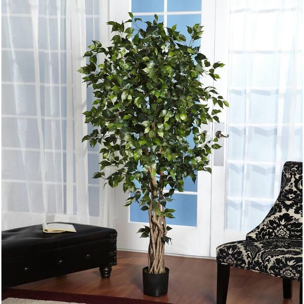 Nearly Natural 6 ft. Artificial Multi-Trunk Silk Ficus Tree 5216 - The Home  Depot