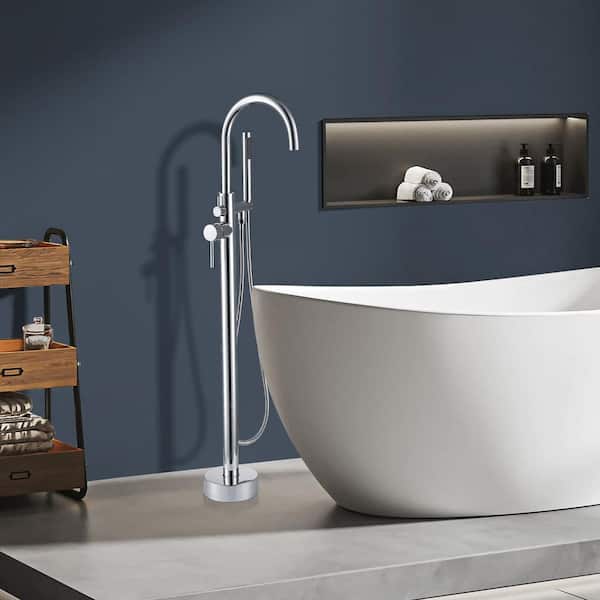 Satico 44 7/8-in Single-Handle Freestanding Tub Faucet with Handheld Shower in Chrome