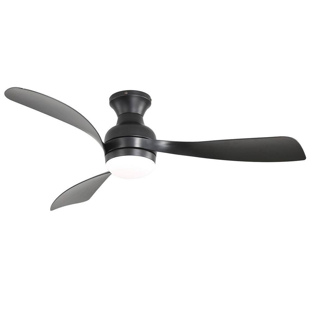 52 in. Indoor/Outdoor Modern Black Low Profile Ceiling Fan with Integrated LED Light and Quiet DC Motor Remote price history on PriceWatchPro