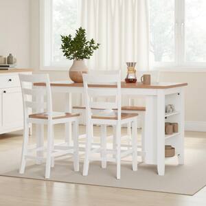 Benjara 36 in. White and Brown Wood 4-Legs Dining Table Seating for 4 ...
