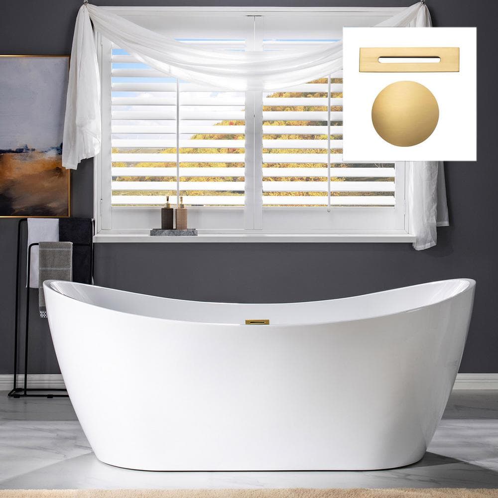 Fillmore 60″ Acrylic Slipper Tub Kit in Bisque – Polished Chrome