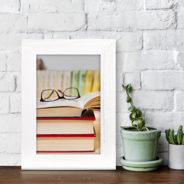 4 x 6 WHITE RIDGE LINEAR WOOD PICTURE FRAME - 4 PACK