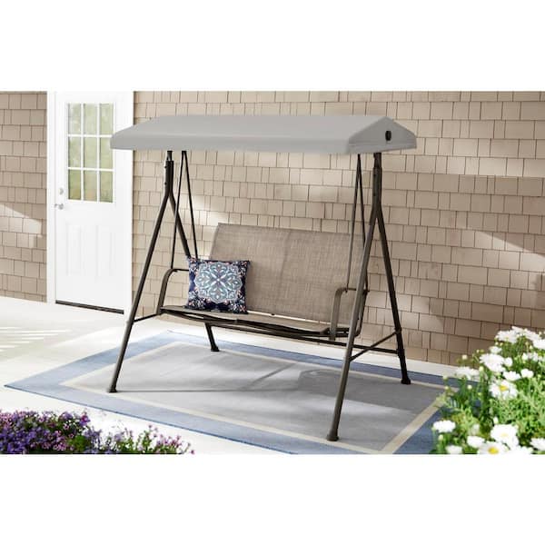 StyleWell Mix and Match 2 Person Steel Sling Dark Taupe Outdoor Patio Swing in Taupe GSS00224BRB The Home Depot