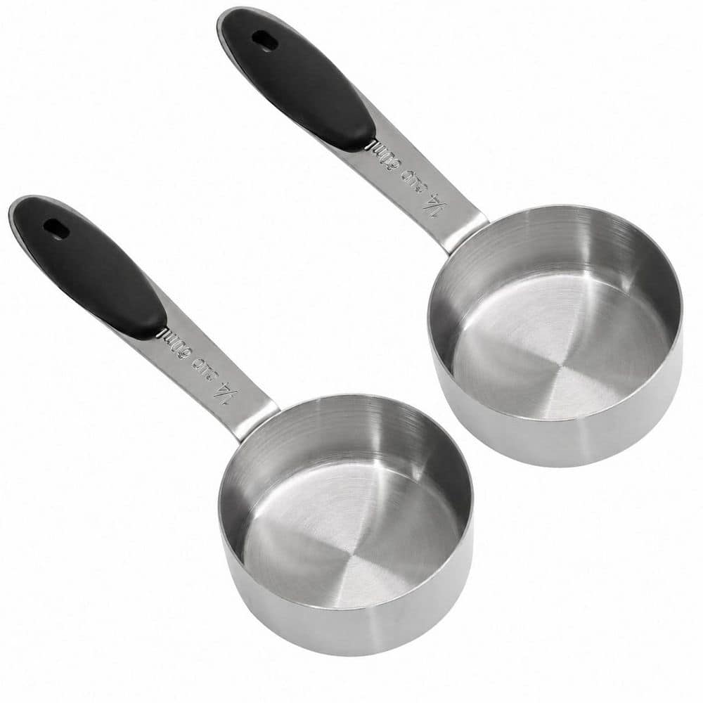 2-Piece 1/4 Cup 60 mL Stainless Steel Coffee Measuring Scoops with Black Silicone Handle Bar Kitchen Tools price history on PriceWatchPro
