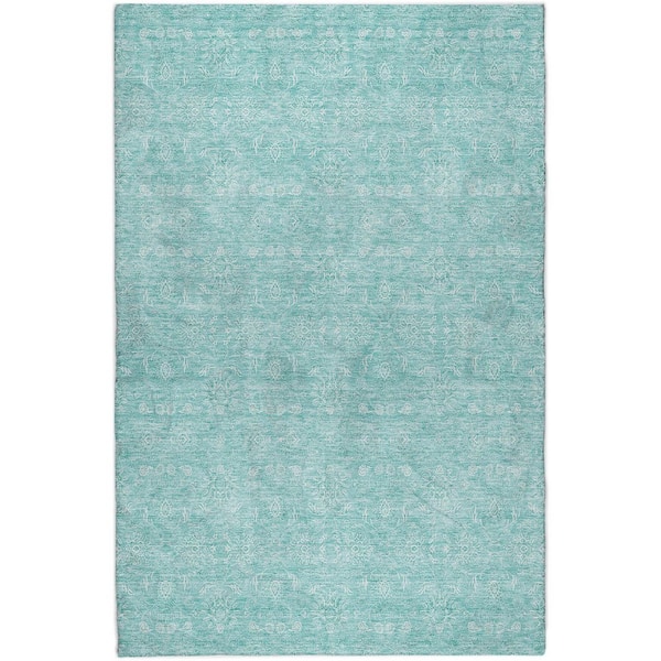 Dream Shag Premium Machine Washable Abstract ADS703 Aqua 8 ft. x 10 ft. Area Rug