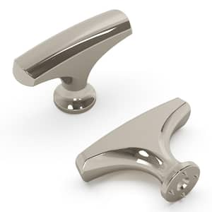 Greenwich 1-3/4 in. x 1/2 in. Polished Nickel Cabinet Knob (10-Pack)