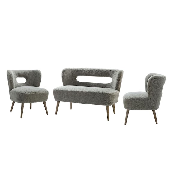 JAYDEN CREATION Irvington 3-Piece Grey Living Room Set