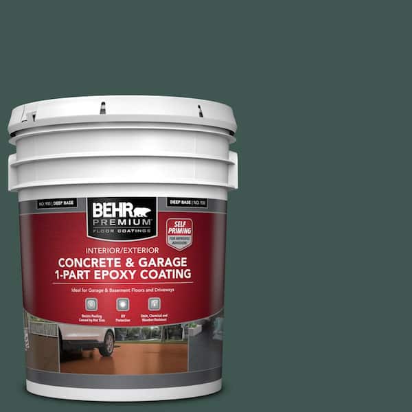 BEHR PREMIUM 5 gal. #HDC-CL-21A Dark Everglade Self-Priming 1-Part Epoxy Satin Interior/Exterior Concrete and Garage Floor Paint