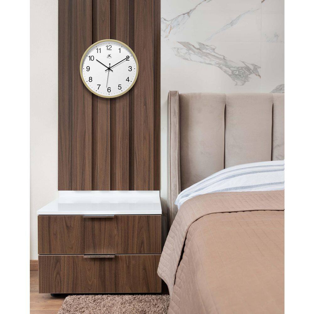 10-Inch Light Oak and White Round Wall Clock
