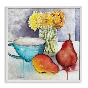Modern Kitchen Teacup and Fruit by Stephanie Fielden White Framed Country Giclee Art Print 24 in. x 24 in.