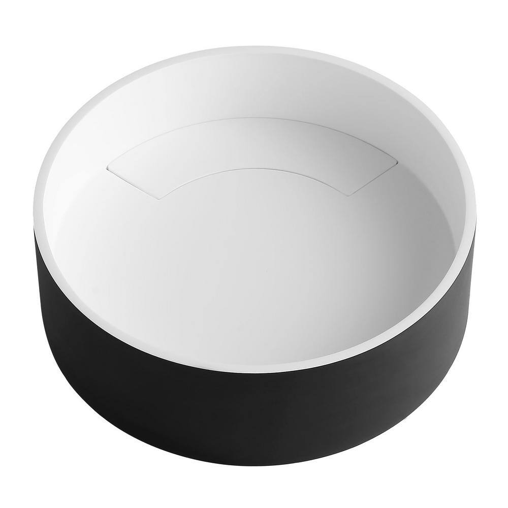 15'' Black and White Ceramic Circular Bathroom Sink