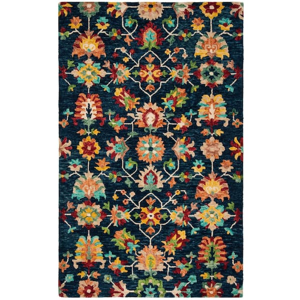 SAFAVIEH Aspen Navy/Red 5 ft. x 8 ft. Floral Area Rug