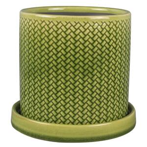 8 in. Green Fishscale Ceramic Planter