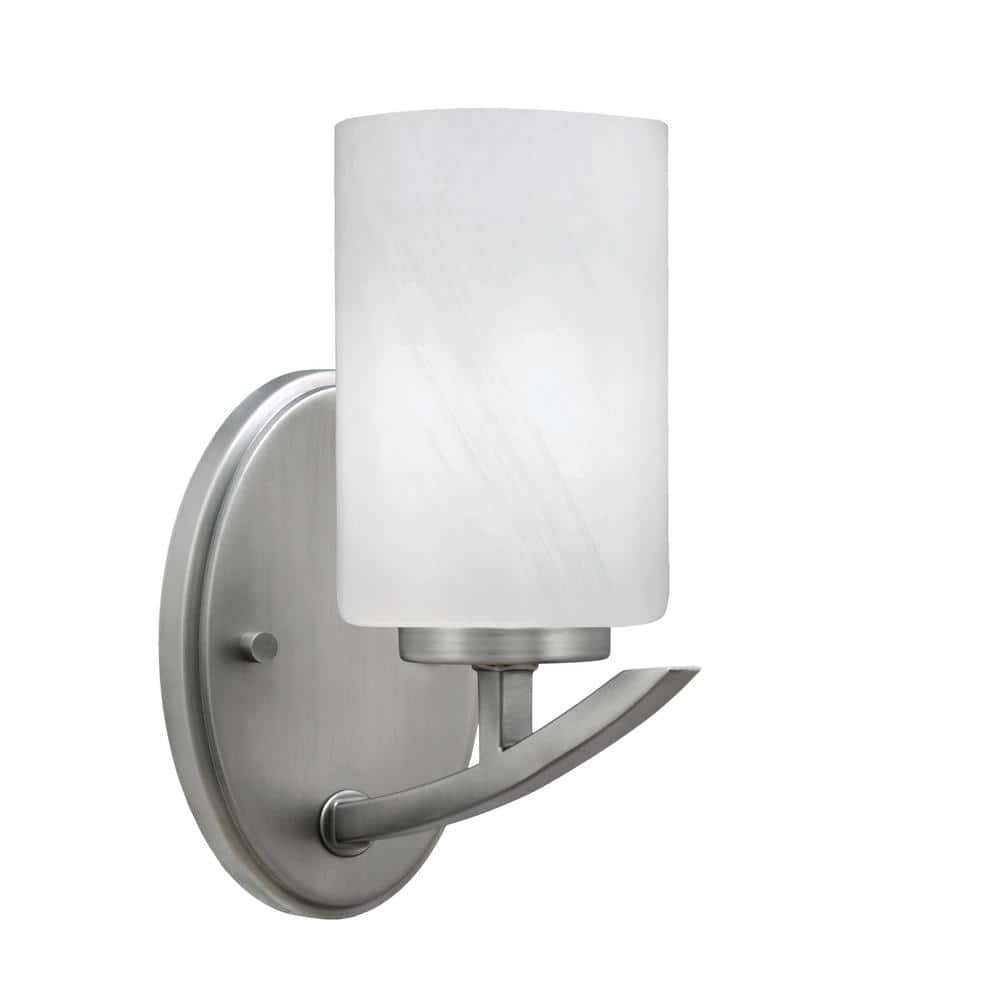 Siena 1-Light Graphite Downlight Wall Sconce with White Marble Glass ...