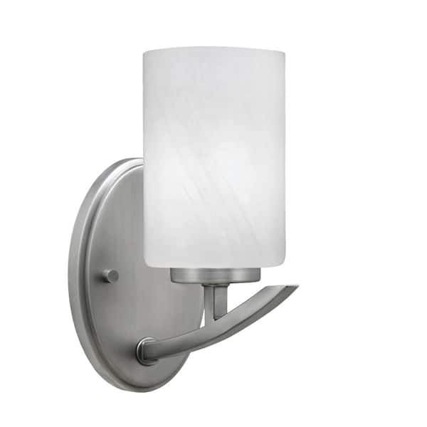 Unbranded Siena 1-Light Graphite Downlight Wall Sconce with White Marble Glass Shade