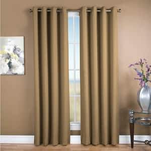 Sand Polyester Solid 56 in. W x 63 in. L Grommet Blackout Curtain