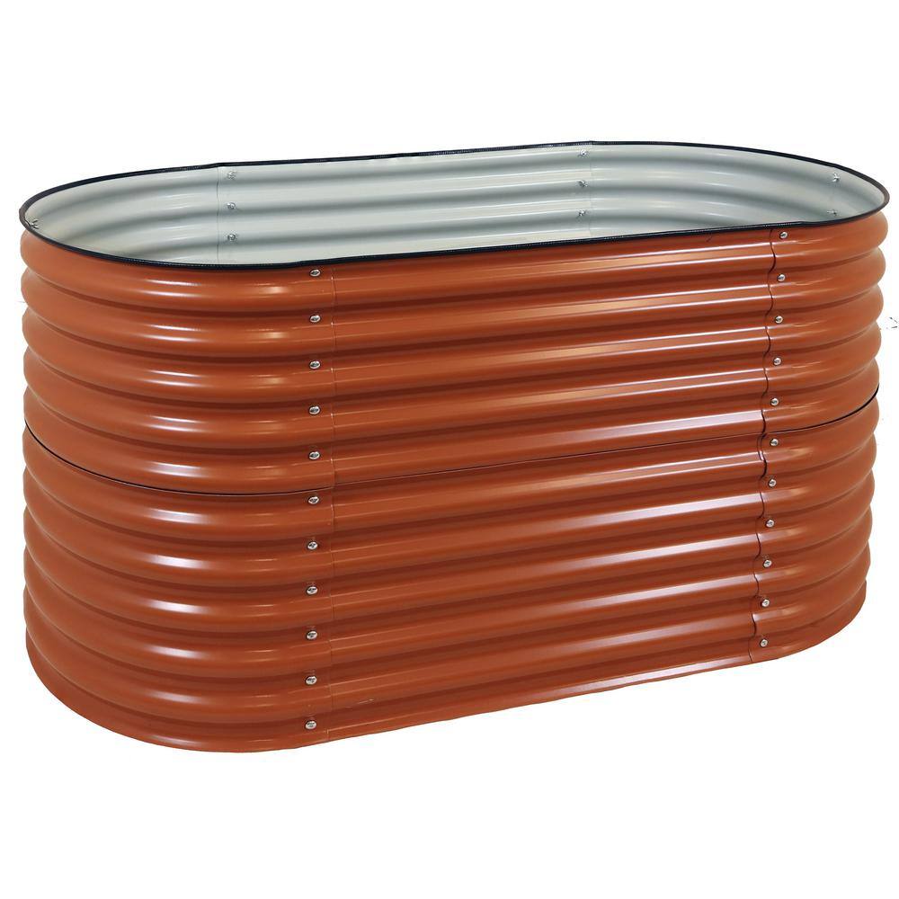 Large Brown Galvalume Steel Raised Garden Bed with Rubber Edge Trim