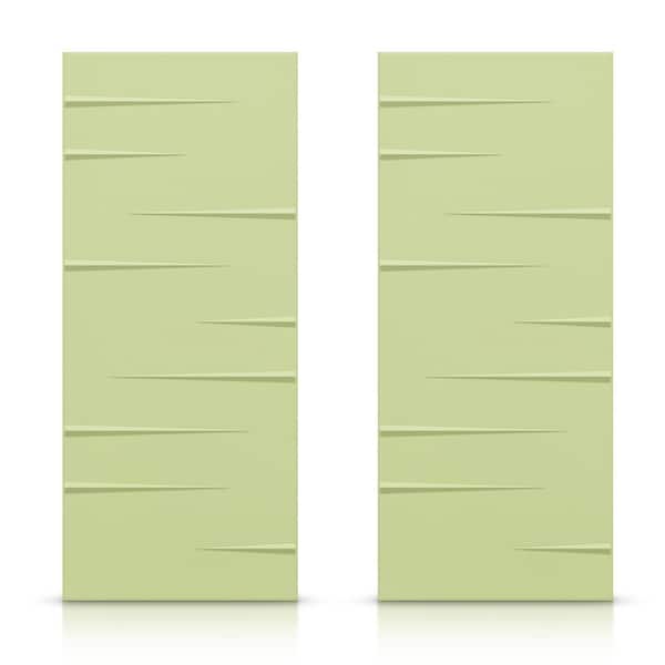 CALHOME 84 in. x 96 in. Hollow Core Sage Green Painted Composite MDF Interior Double Closet Sliding Doors