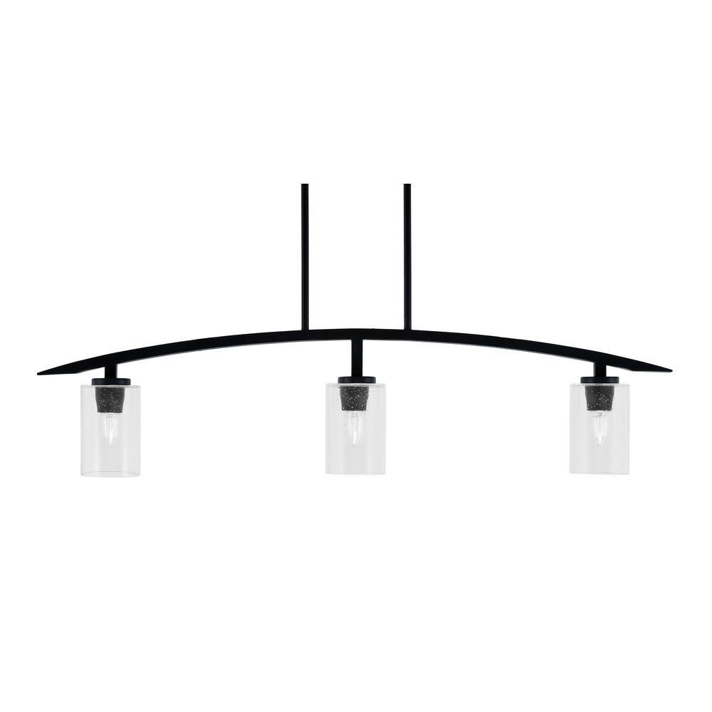 Siena 41 in. 3-Light Matte Black Chandelier with 4 in. Clear Bubble Glass S