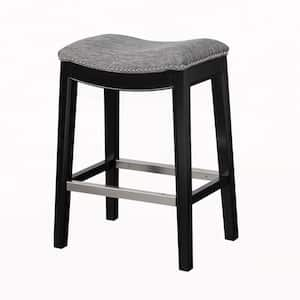 Nomad 27.36 in. Grey Wood Saddle Counter Stool