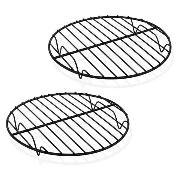 Round Nonstick Stainless Steel Cooling Rack Set, Black Finish, Oven Safe, Non-Toxic, Easy Clean, 2 Piece